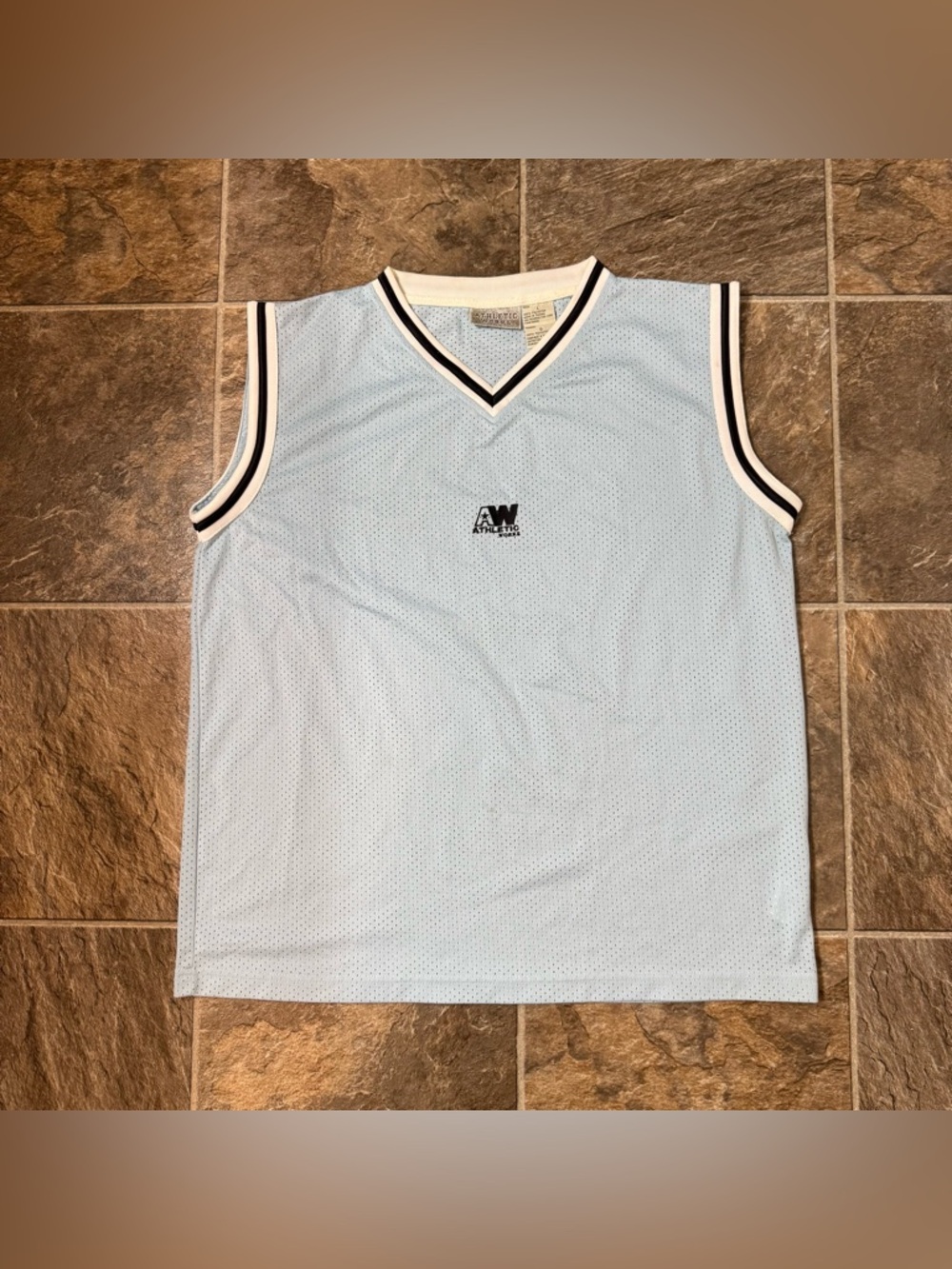 Athletic Works Tank Top Blue Vintage Mesh Polyester Size L 90's Y2K Hip Hop